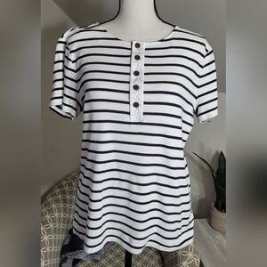 Lauren Jeans Co by Ralph Lauren Blue & White Striped Boatneck Top